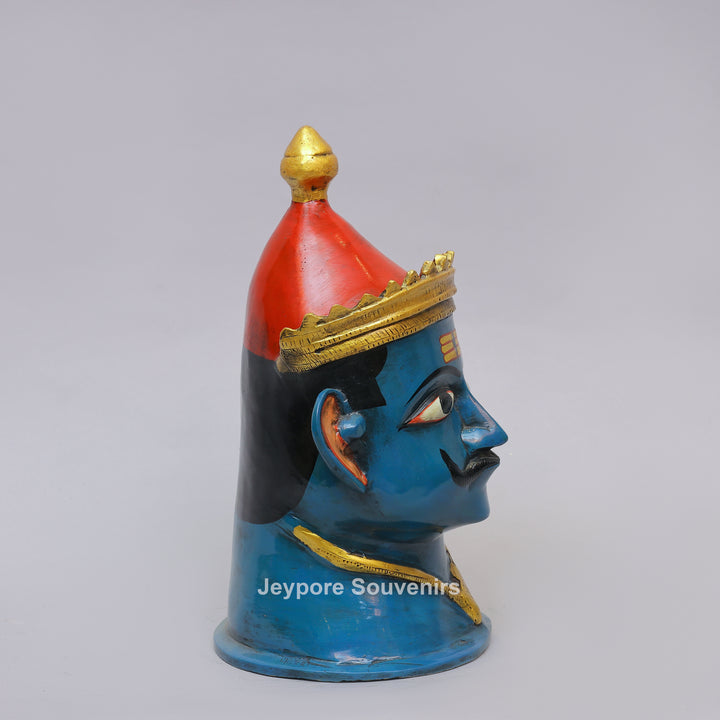 Handcrafted Blue Brass Lord Shiva Mukhalingam Face Sculpture