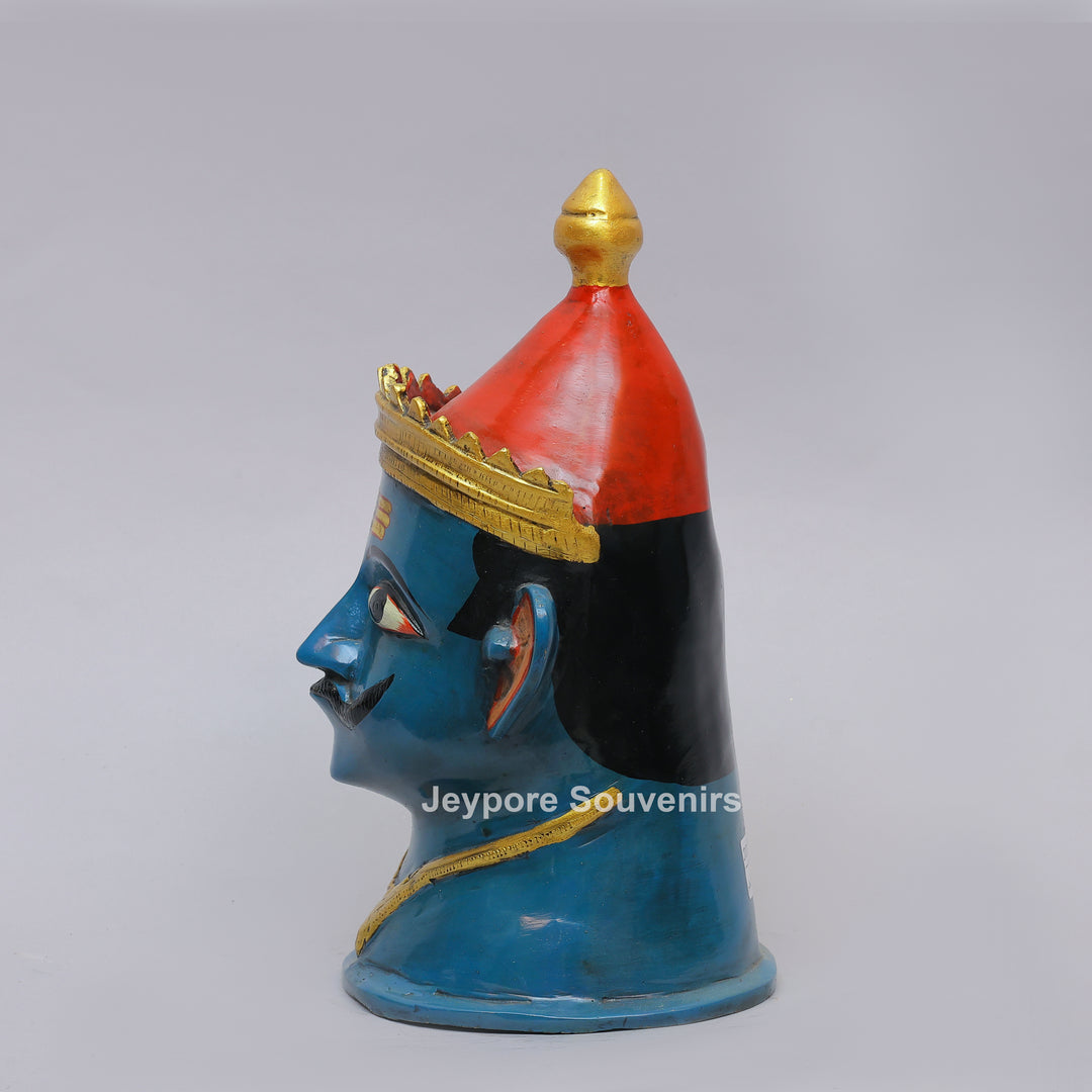 Handcrafted Blue Brass Lord Shiva Mukhalingam Face Sculpture