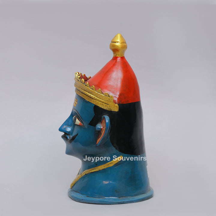 Handcrafted Blue Brass Lord Shiva Mukhalingam Face Sculpture