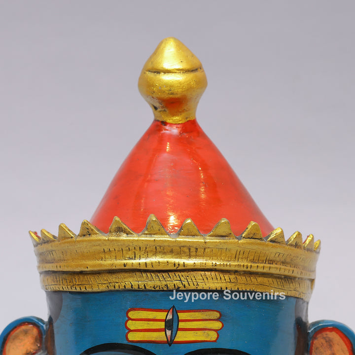Handcrafted Blue Brass Lord Shiva Mukhalingam Face Sculpture