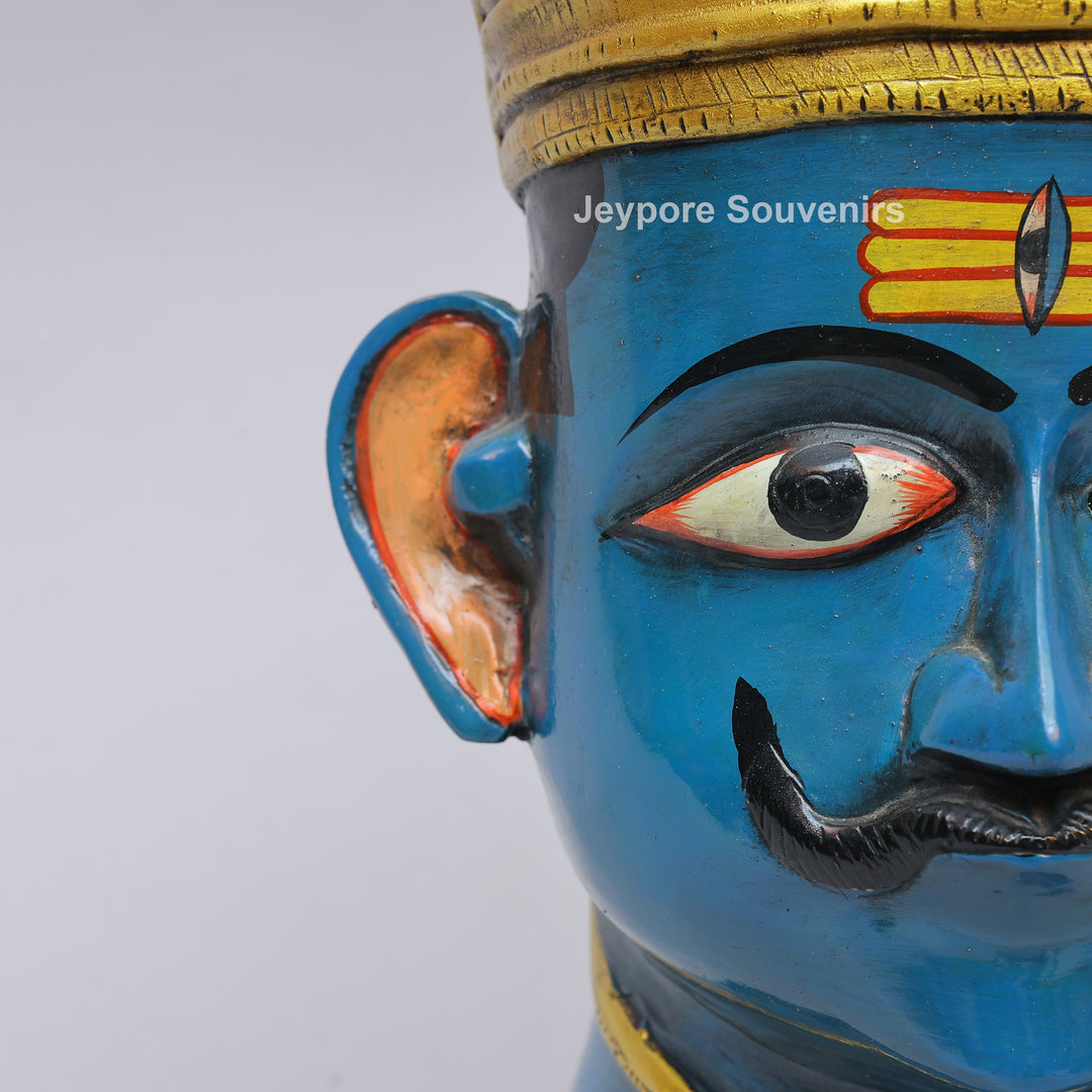 Handcrafted Blue Brass Lord Shiva Mukhalingam Face Sculpture