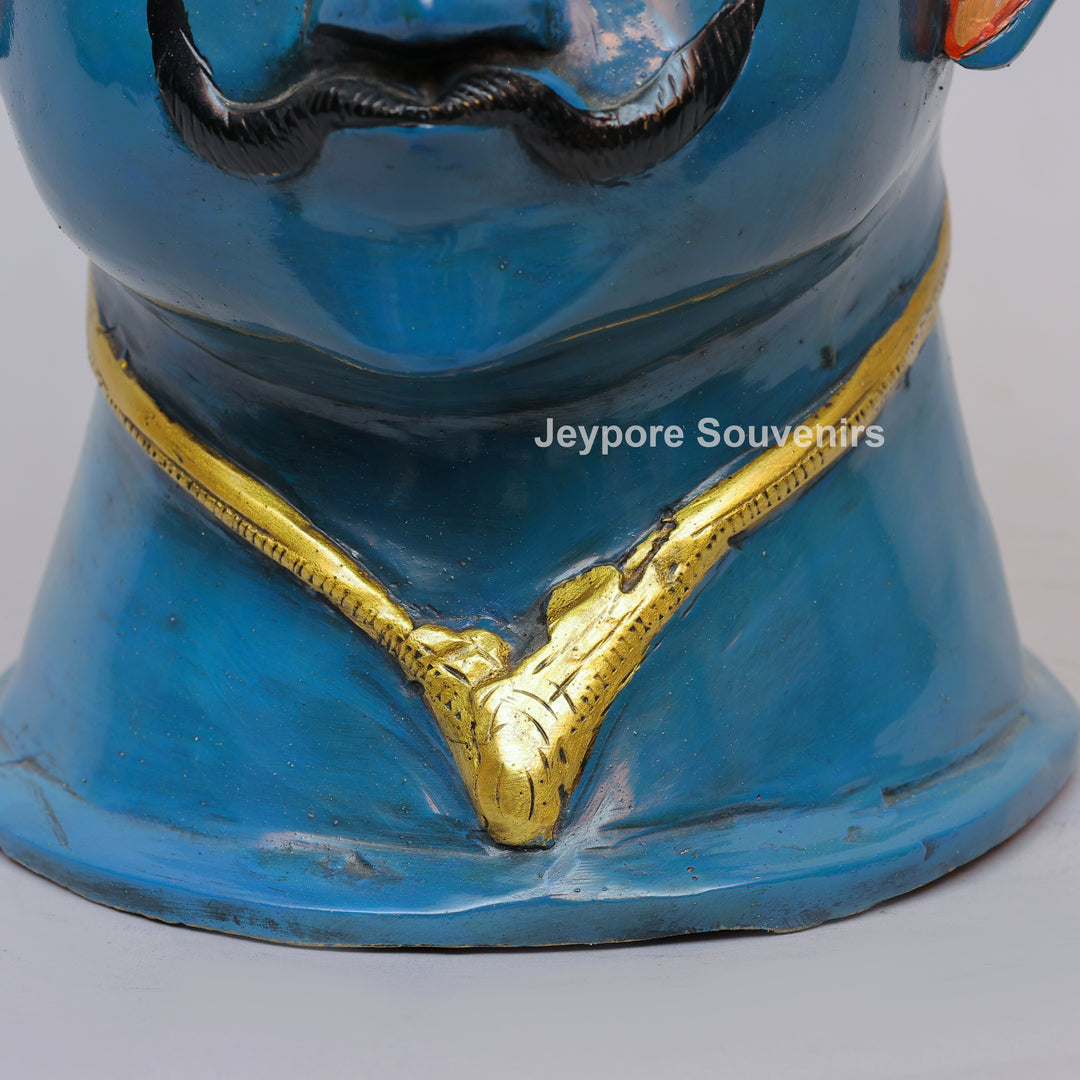 Handcrafted Blue Brass Lord Shiva Mukhalingam Face Sculpture