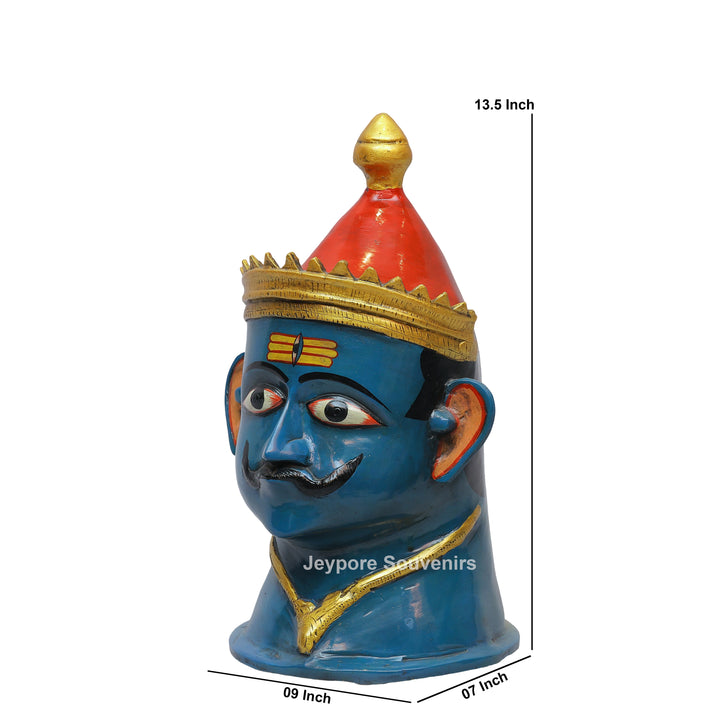 Handcrafted Blue Brass Lord Shiva Mukhalingam Face Sculpture