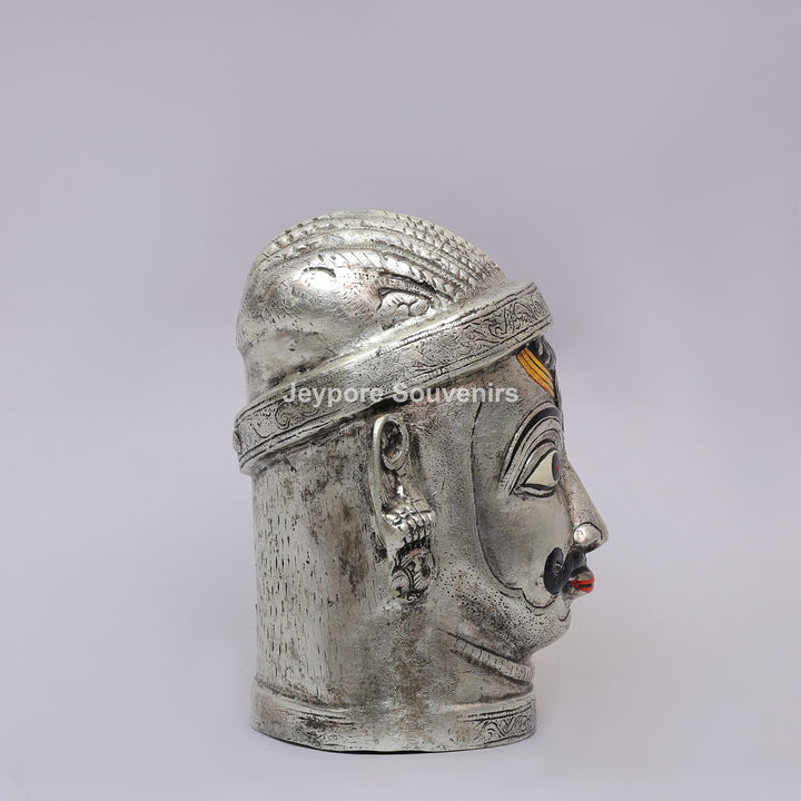 Handcrafted Silver-Plated Brass Lord Shiva Mukhalingam Face Idol