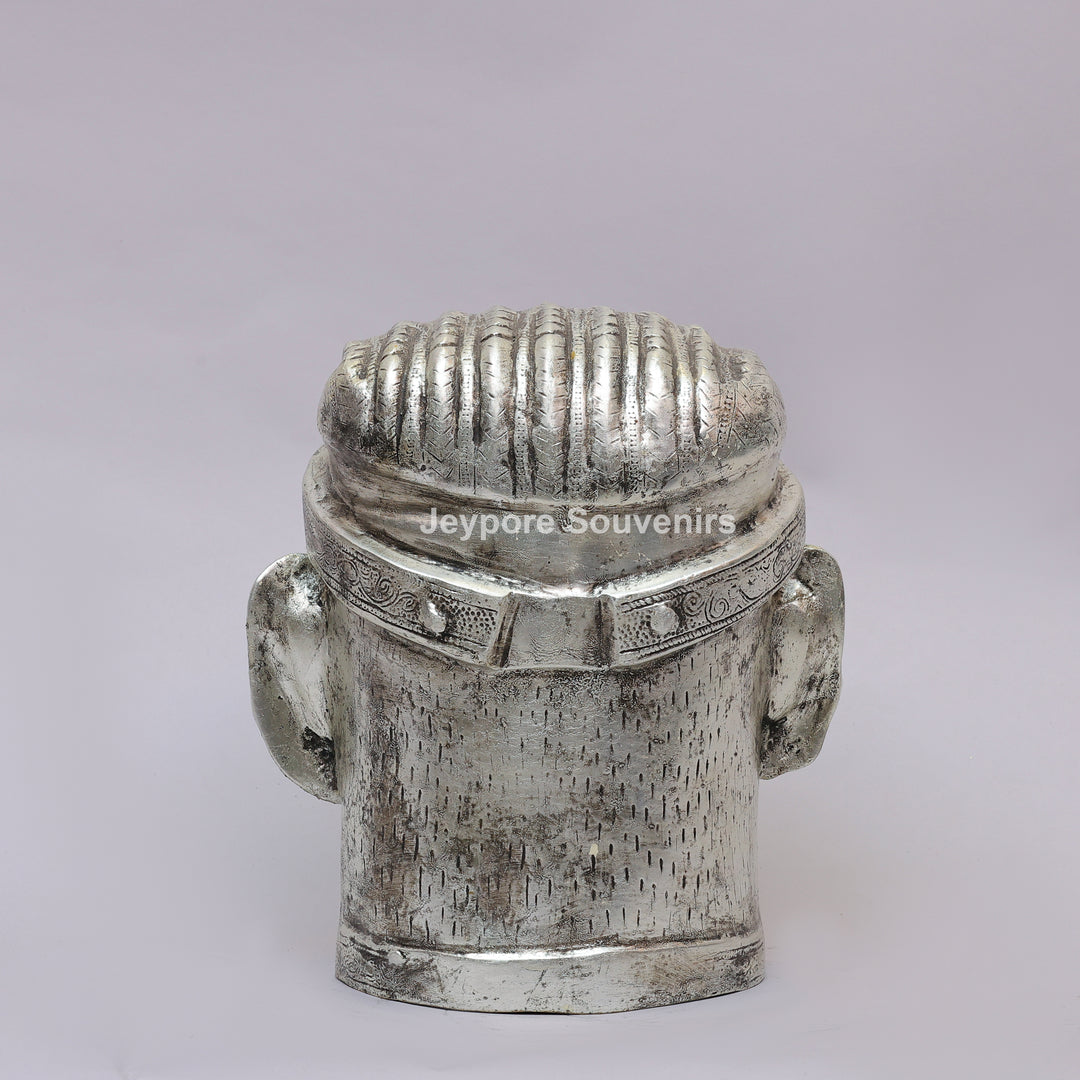 Handcrafted Silver-Plated Brass Lord Shiva Mukhalingam Face Idol