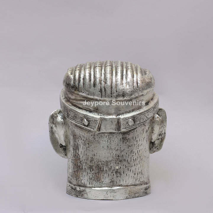 Handcrafted Silver-Plated Brass Lord Shiva Mukhalingam Face Idol