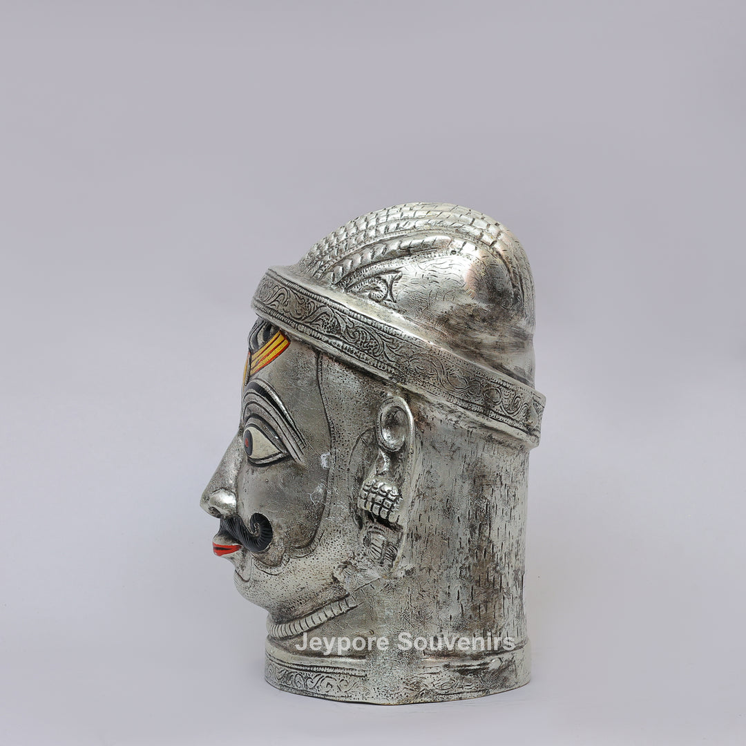 Handcrafted Silver-Plated Brass Lord Shiva Mukhalingam Face Idol