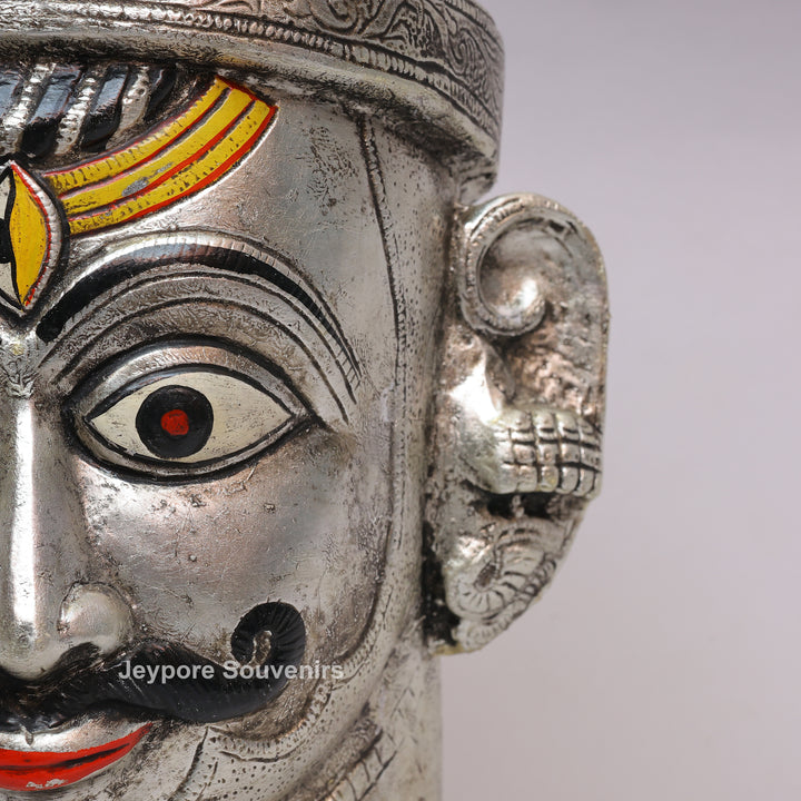 Handcrafted Silver-Plated Brass Lord Shiva Mukhalingam Face Idol
