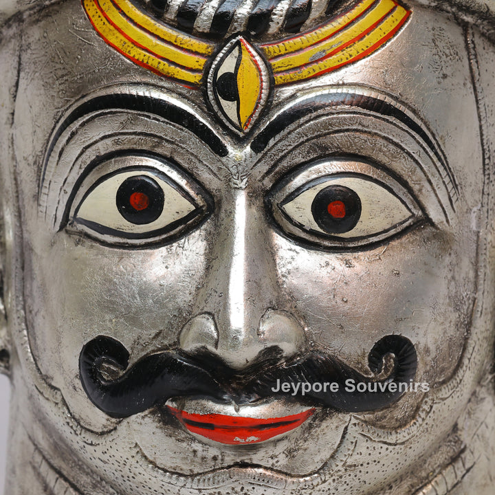 Handcrafted Silver-Plated Brass Lord Shiva Mukhalingam Face Idol