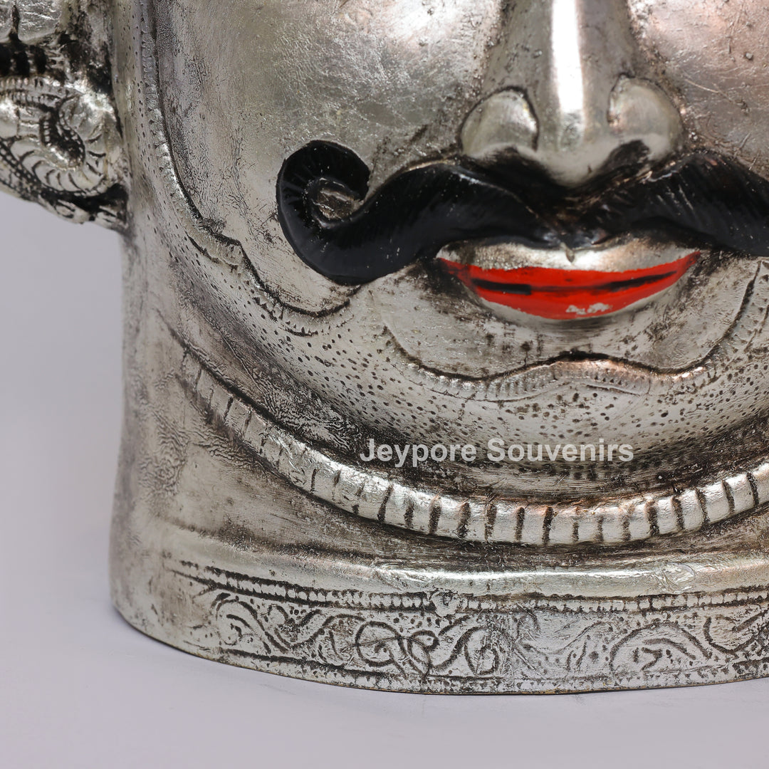Handcrafted Silver-Plated Brass Lord Shiva Mukhalingam Face Idol