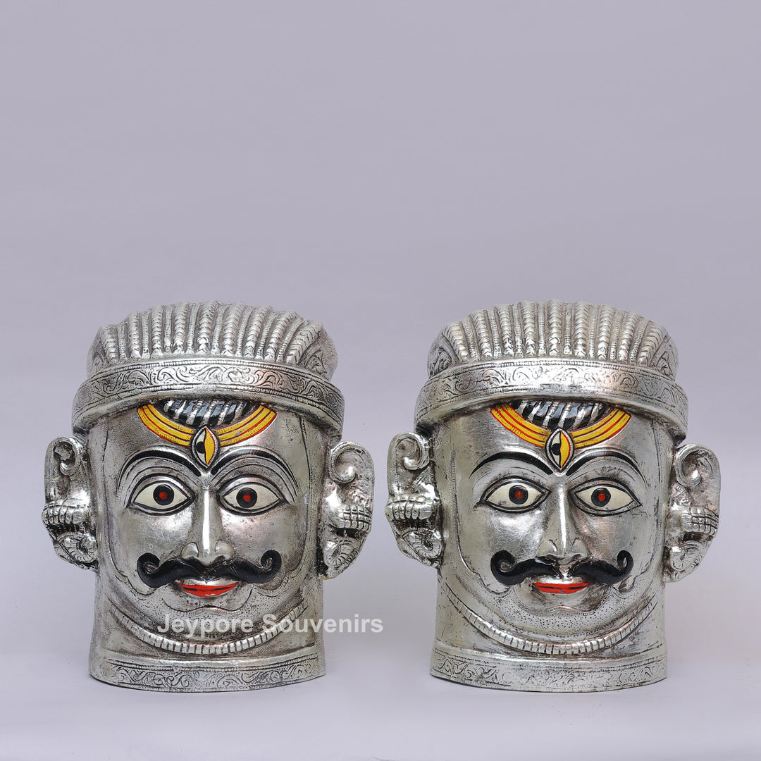 Handcrafted Silver-Plated Brass Lord Shiva Mukhalingam Face Idol