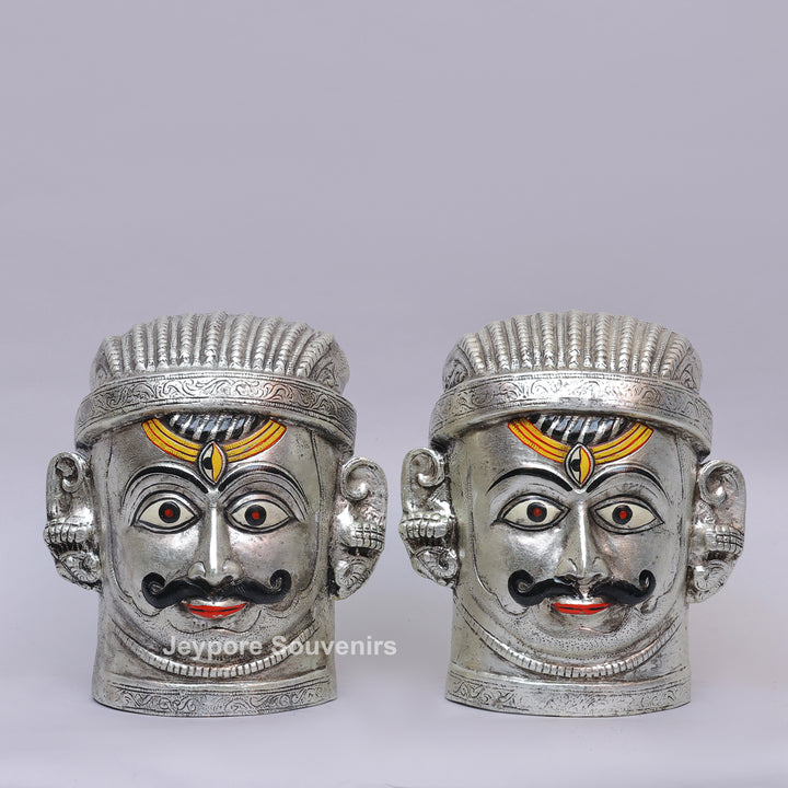 Handcrafted Silver-Plated Brass Lord Shiva Mukhalingam Face Idol