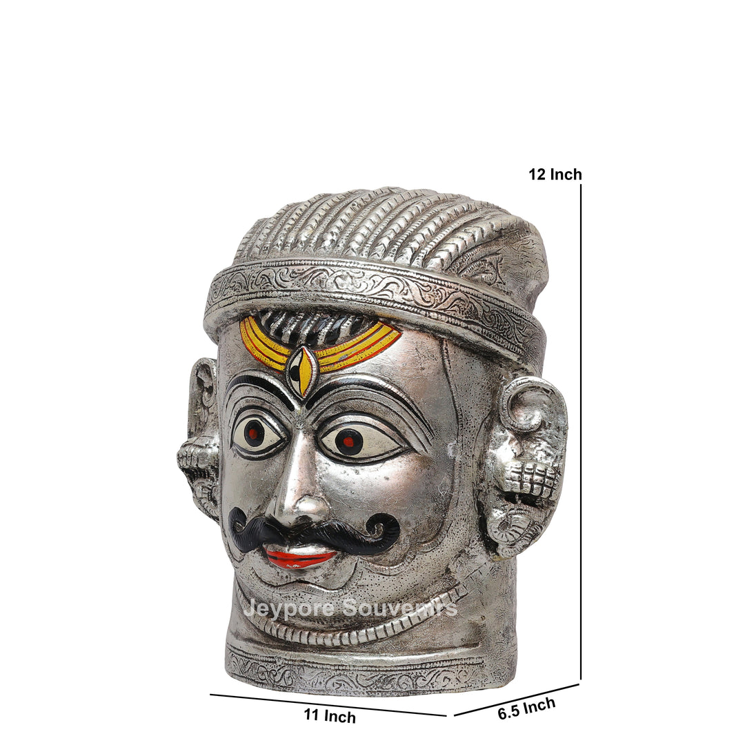 Handcrafted Silver-Plated Brass Lord Shiva Mukhalingam Face Idol