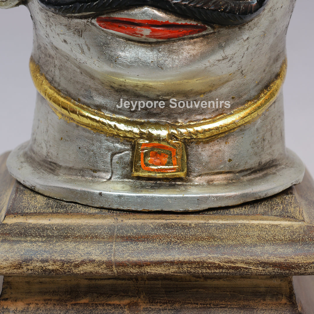 Handcrafted Silver-Plated Brass Shiva Mukhalingam Idol on Wooden Stand