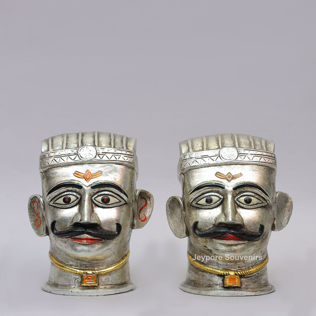 Handcrafted Silver-Plated Brass Shiva Mukhalingam Idol on Wooden Stand