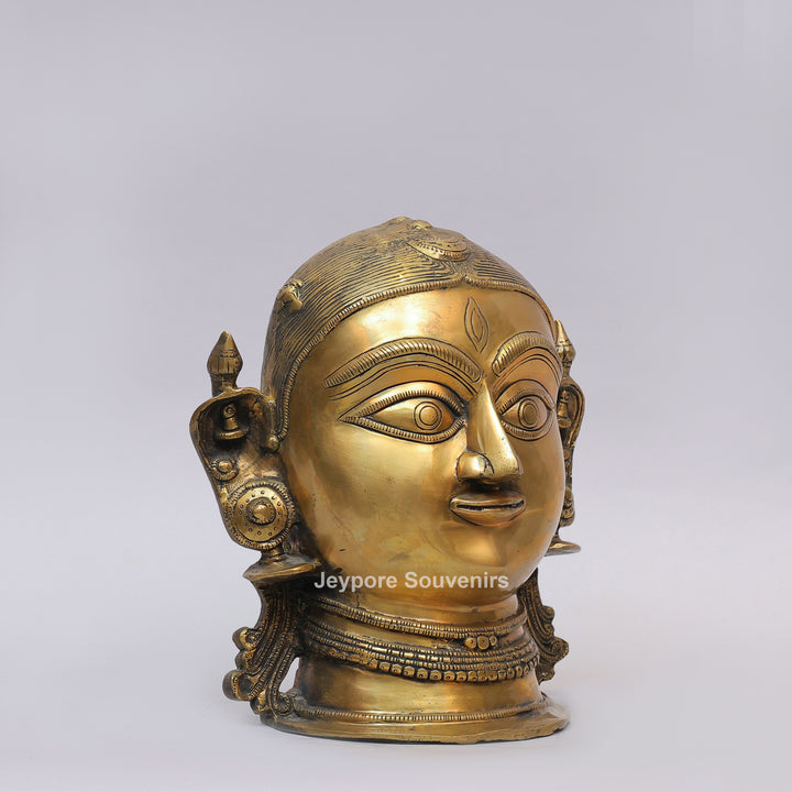 Handcrafted Brass Gauri (Goddess Parvati) Head Sculpture