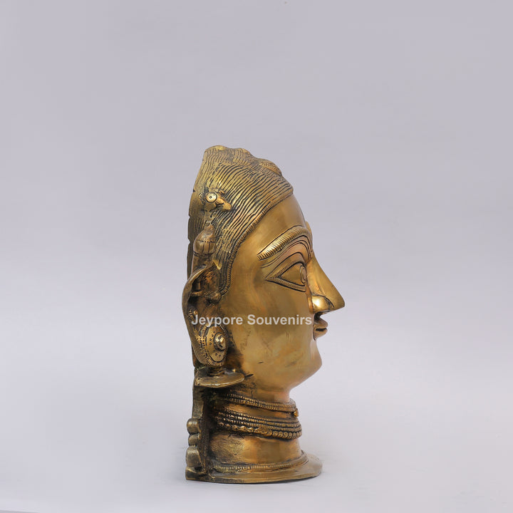 Handcrafted Brass Gauri (Goddess Parvati) Head Sculpture