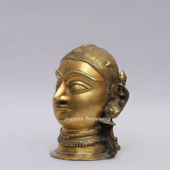 Handcrafted Brass Gauri (Goddess Parvati) Head Sculpture