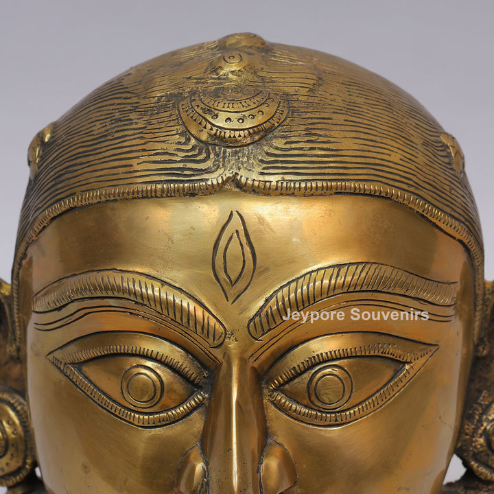 Handcrafted Brass Gauri (Goddess Parvati) Head Sculpture