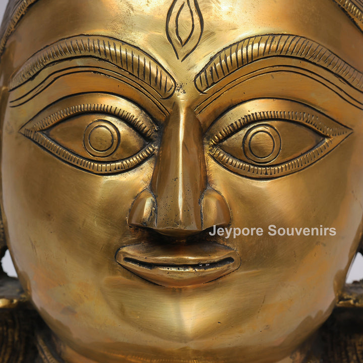 Handcrafted Brass Gauri (Goddess Parvati) Head Sculpture