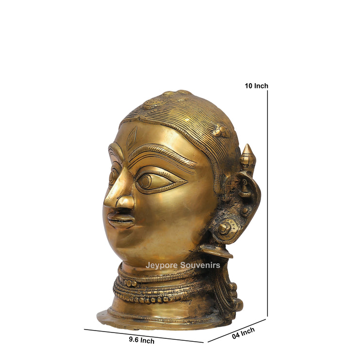 Handcrafted Brass Gauri (Goddess Parvati) Head Sculpture