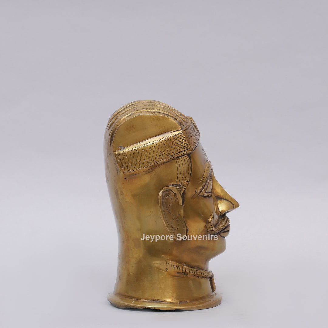 Handcrafted Brass Lord Shiva Mukhalingam Head Sculpture with Engraved Crown