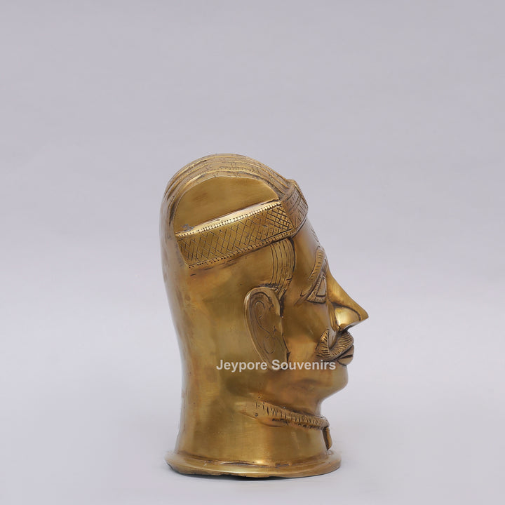 Handcrafted Brass Lord Shiva Mukhalingam Head Sculpture with Engraved Crown