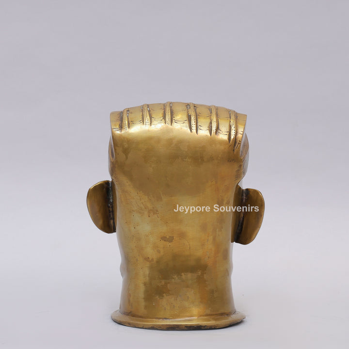 Handcrafted Brass Lord Shiva Mukhalingam Head Sculpture with Engraved Crown