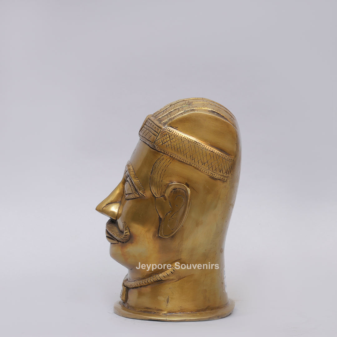 Handcrafted Brass Lord Shiva Mukhalingam Head Sculpture with Engraved Crown