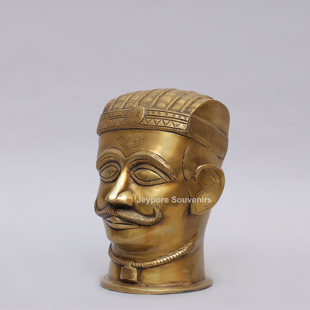 Handcrafted Brass Lord Shiva Mukhalingam Head Sculpture with Engraved Crown