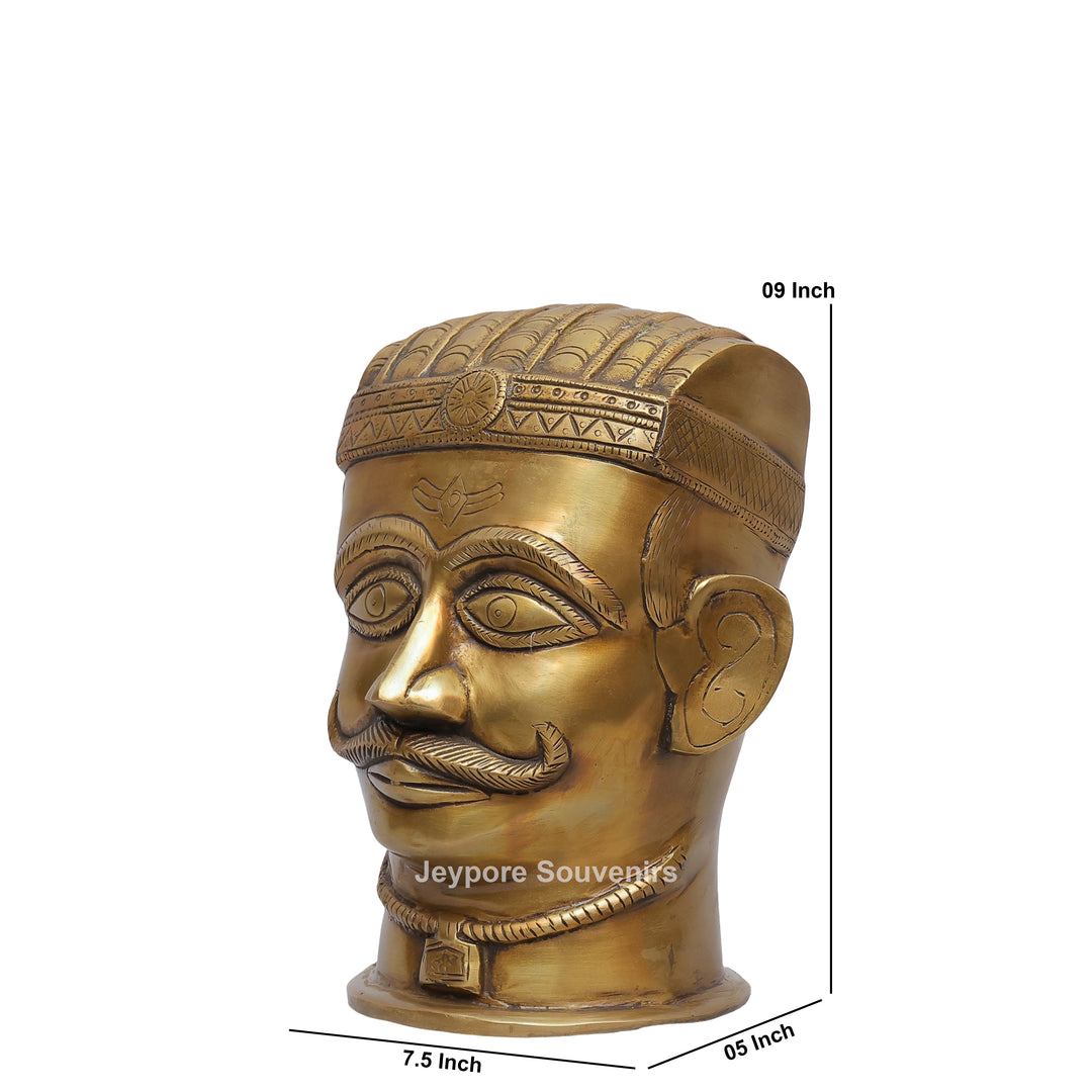 Handcrafted Brass Lord Shiva Mukhalingam Head Sculpture with Engraved Crown