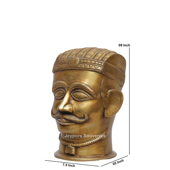 Handcrafted Brass Lord Shiva Mukhalingam Head Sculpture with Engraved Crown