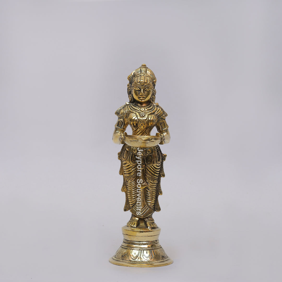 Handcrafted Brass Standing Deepalakshmi Diya Statue