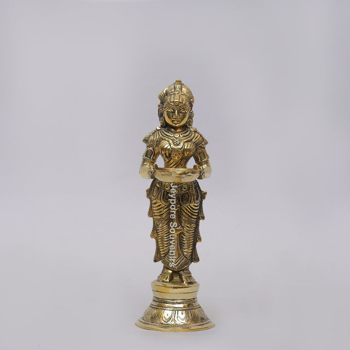 Handcrafted Brass Standing Deepalakshmi Diya Statue