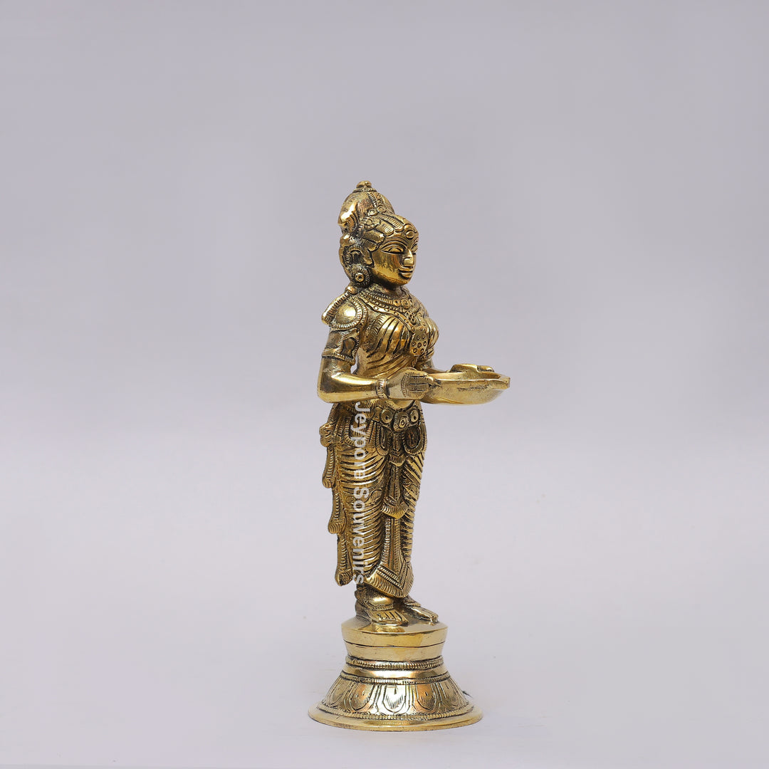 Handcrafted Brass Standing Deepalakshmi Diya Statue