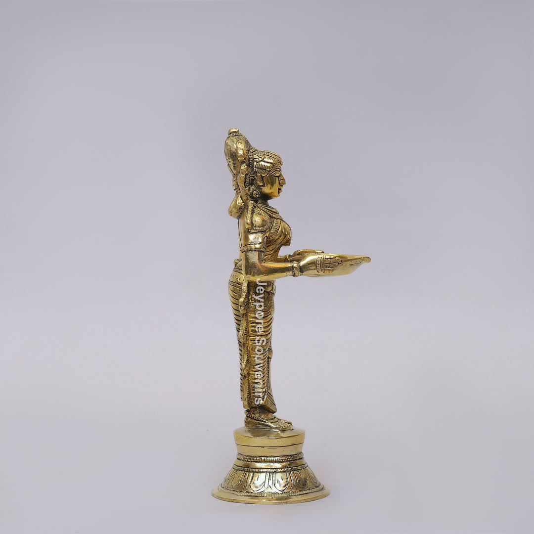 Handcrafted Brass Standing Deepalakshmi Diya Statue