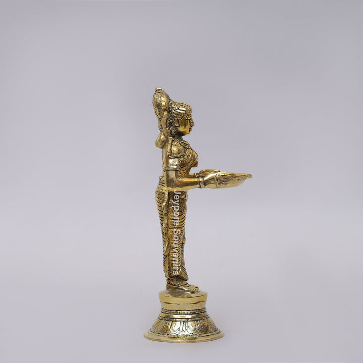 Handcrafted Brass Standing Deepalakshmi Diya Statue