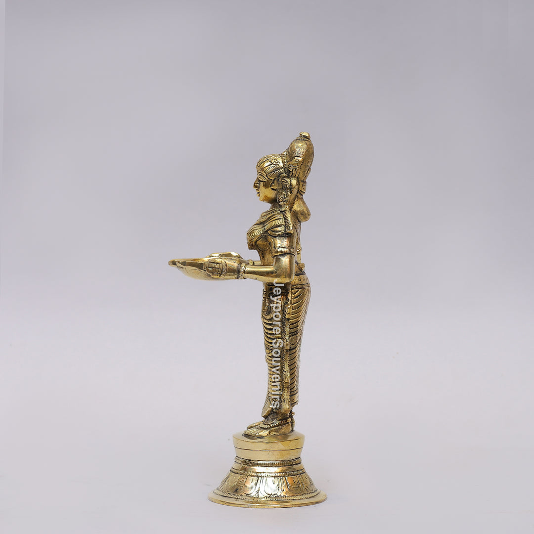 Handcrafted Brass Standing Deepalakshmi Diya Statue