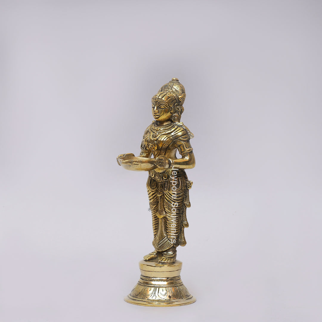 Handcrafted Brass Standing Deepalakshmi Diya Statue