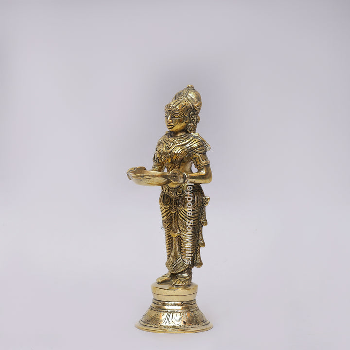 Handcrafted Brass Standing Deepalakshmi Diya Statue