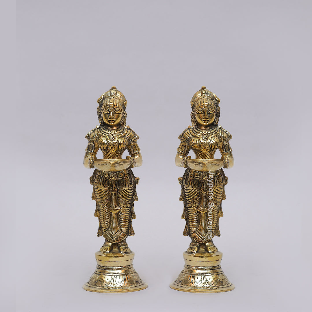 Handcrafted Brass Standing Deepalakshmi Diya Statue