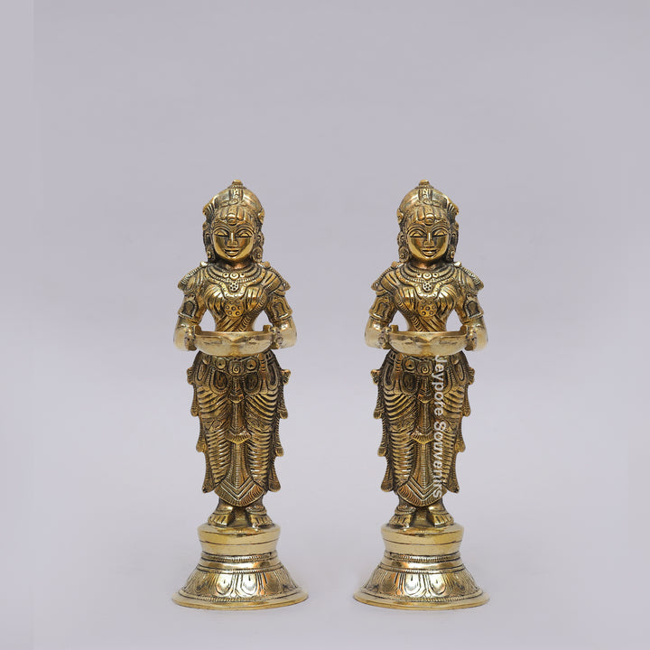 Handcrafted Brass Standing Deepalakshmi Diya Statue