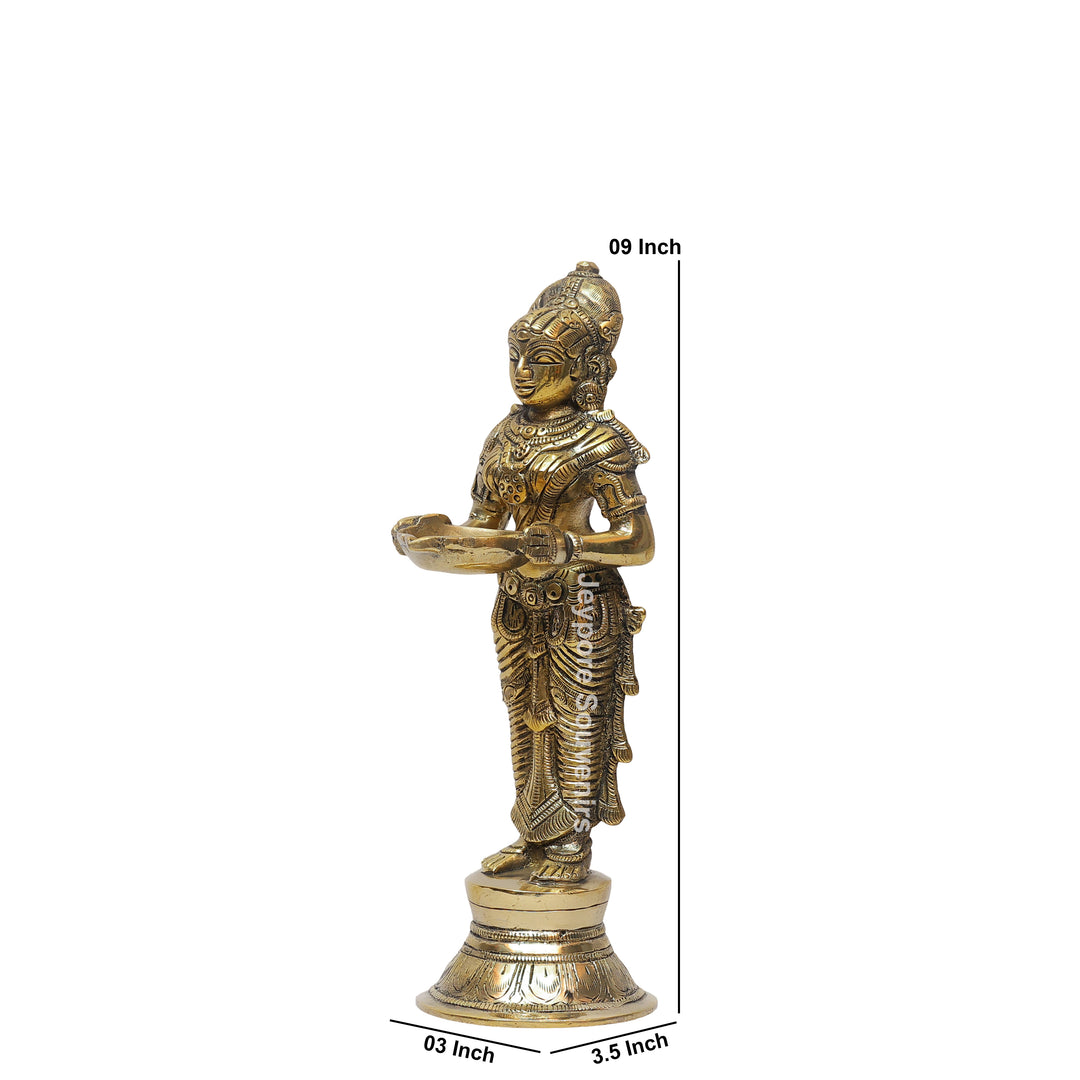 Handcrafted Brass Standing Deepalakshmi Diya Statue