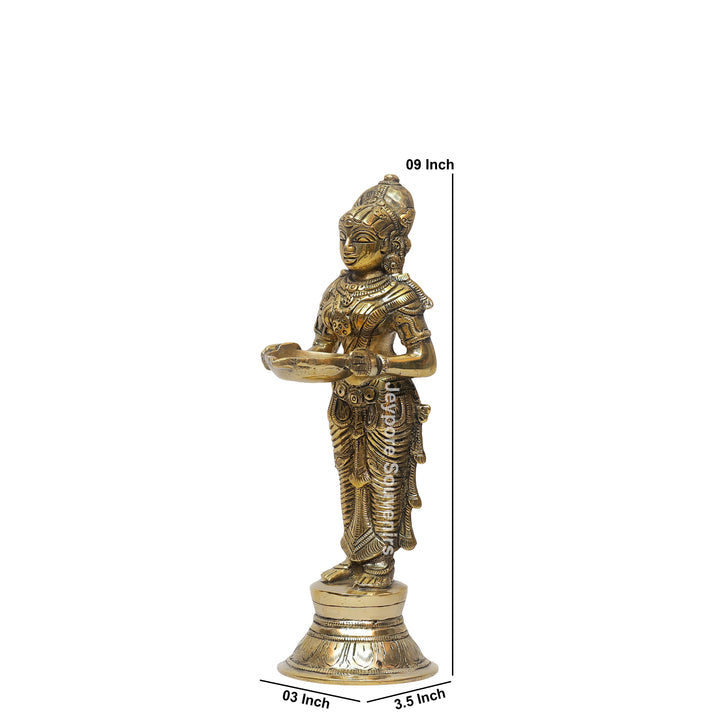 Handcrafted Brass Standing Deepalakshmi Diya Statue