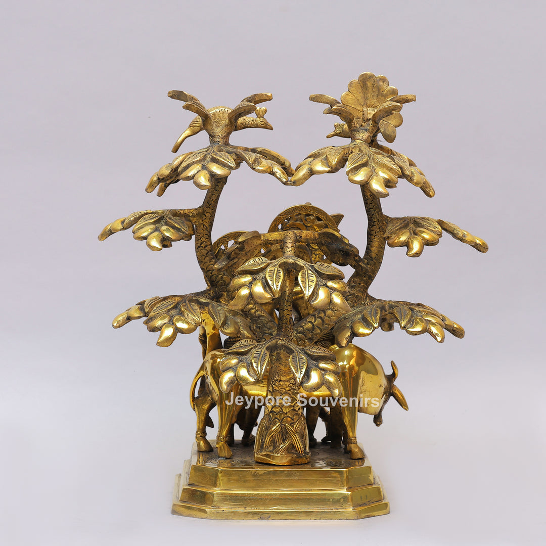 Handcrafted Solid Brass Radha Krishna Statue Under Tree