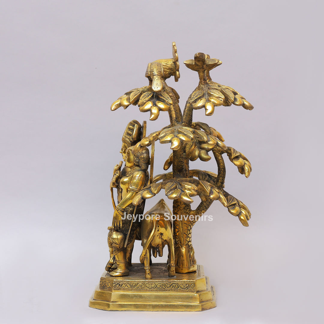 Handcrafted Solid Brass Radha Krishna Statue Under Tree