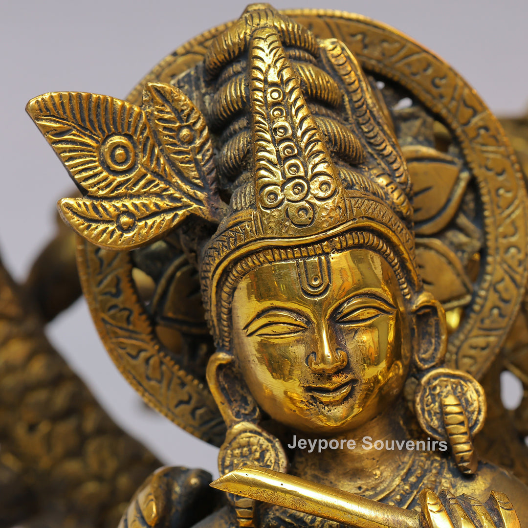 Handcrafted Solid Brass Radha Krishna Statue Under Tree