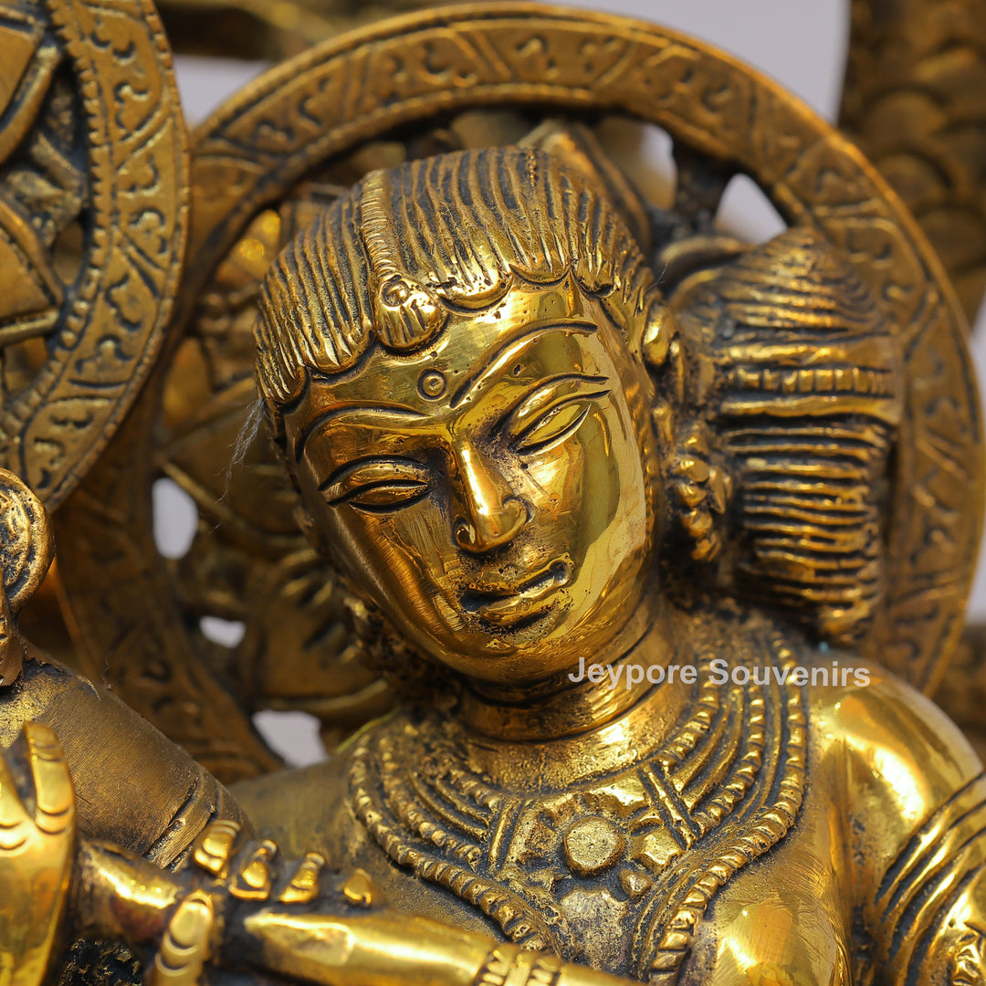 Handcrafted Solid Brass Radha Krishna Statue Under Tree