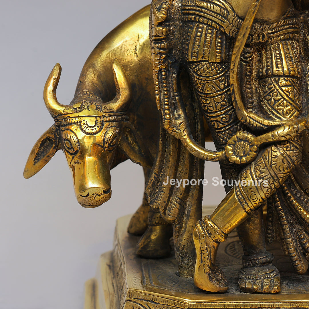 Handcrafted Solid Brass Radha Krishna Statue Under Tree