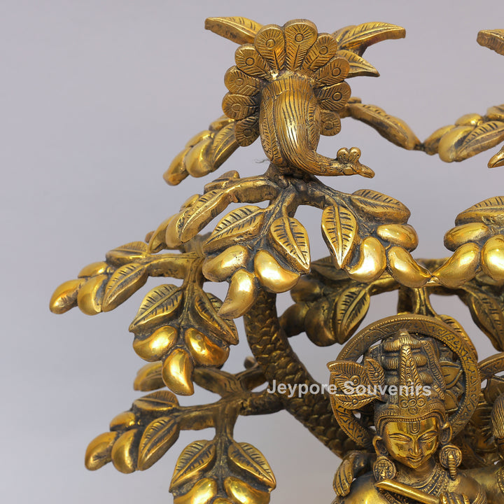 Handcrafted Solid Brass Radha Krishna Statue Under Tree